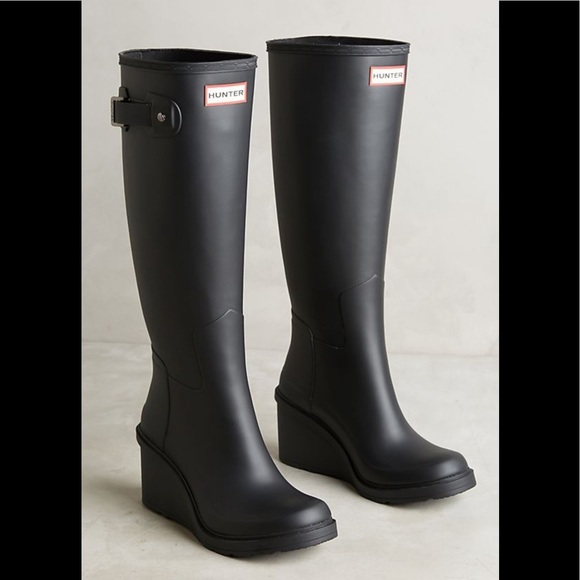 Hunter Shoes - Matte Black Hunter Wedge Boot